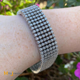 14K White Gold 12.42ctw Round Brilliant Diamond Mens Tennis Bracelet