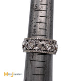 14K White Gold Vintage-Style Wide Band 1.71ctw Diamond Ring Size 6.5