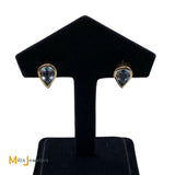 14K Yellow Gold 3.50ctw Aquamarine Teardrop Stud Earrings