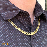 14K Yellow Gold 7mm Cuban Curb Link Chain 22 Inch