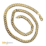 14K Yellow Gold 7mm Cuban Curb Link Chain 22 Inch