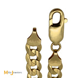 14K Yellow Gold 7mm Cuban Curb Link Chain 22 Inch