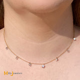 14K Yellow Gold Cleopatra 1.70ctw Dripping Diamond 7-Station 16-Inch Necklace