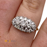 14K Yellow Gold 3-Row 0.78ctw Diamond Cluster Ring Size 6.25