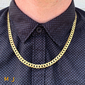 14K Yellow Gold 7mm Cuban Curb Link Chain 22 Inch