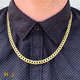 14K Yellow Gold 7mm Cuban Curb Link Chain 22 Inch