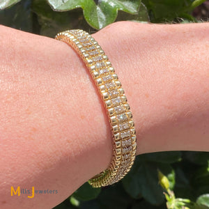 14K Yellow Gold Double Row 1.95ctw 130 Diamond Tennis-Style Bracelet