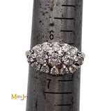 14K Yellow Gold 3-Row 0.78ctw Diamond Cluster Ring Size 6.25