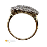 14K Yellow Gold 3-Row 0.78ctw Diamond Cluster Ring Size 6.25