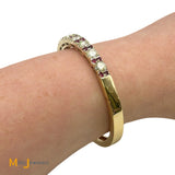 14K Yellow Gold 3.80ctw Round Brilliant Diamond 0.44ctw Ruby Bangle Bracelet