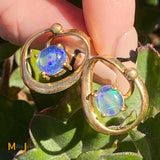 Vintage 14K Yellow Gold Jelly Opal Earrings