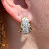 14K Two-Tone Gold Round Brilliant 1.04ctw Diamond Earrings