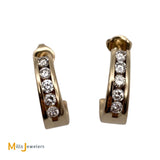 14K Yellow Gold 1.1ctw Round Brilliant Diamond J-Hook Earrings