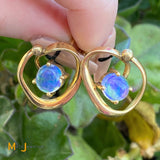 Vintage 14K Yellow Gold Jelly Opal Earrings