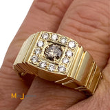 14K Yellow Gold Men's 0.90ctw Round Brilliant Diamond Band Ring Size 12.5
