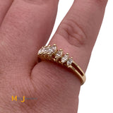 14K Yellow Gold 7-Stone 0.25ctw Natural Marquise Diamond Ring Size 5.75