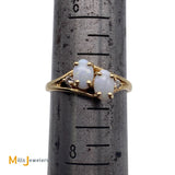 14K Yellow Gold 0.34cts Australian Fire Opal 0.06cts Diamond Cocktail Ring Size 7