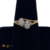 14K Yellow Gold 0.34cts Australian Fire Opal 0.06cts Diamond Cocktail Ring Size 7