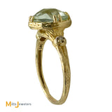I.REISS 14K Yellow Gold 2.60ct Cushion Cut Prasiolite and 0.03ctw Diamond Cocktail Ring Size 8.5