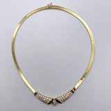 14K Yellow Gold 2.61cts Diamond 0.48cts Sapphire Omega Necklace
