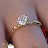 14K Yellow Gold 0.70ct Heart-Shaped Diamond Solitaire Ring Size 8