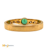 18K Yellow Gold Emerald 0.145ctw Diamond 0.09ctw Band Ring Size 6.25