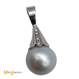 18K/14K White Gold Tahitian Pearl 0.04ctw Diamond Slide Pendant