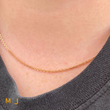 18K Rose Gold Cable Chain Link Necklace 16 Inch