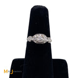 18K White Gold Filigree Art Deco 0.10ctw Natural Diamond Ring Size 5