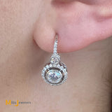 18K White Gold 1.75ctw Round Brilliant Diamond Leverback Dangle Earrings