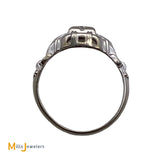 18K White Gold Filigree Art Deco 0.10ctw Natural Diamond Ring Size 5
