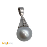 18K/14K White Gold Tahitian Pearl 0.04ctw Diamond Slide Pendant