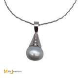 18K/14K White Gold Tahitian Pearl 0.04ctw Diamond Slide Pendant