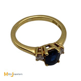 18K Yellow Gold 0.55ct Blue Sapphire 0.12cts Diamond Ring Size 4