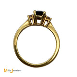18K Yellow Gold 0.55ct Blue Sapphire 0.12cts Diamond Ring Size 4