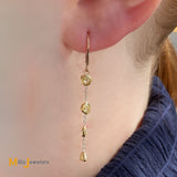18K Two-Tone Yellow White Gold 1.64ctw Yellow Diamond Dangle Drop Earrings