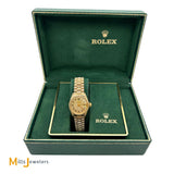 Vintage ROLEX Ladies 25mm 18K Yellow Gold 11ctw Diamond President Watch