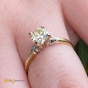 18K Yellow and White Gold 0.80ctw Diamond Engagement Wedding Ring Size 6