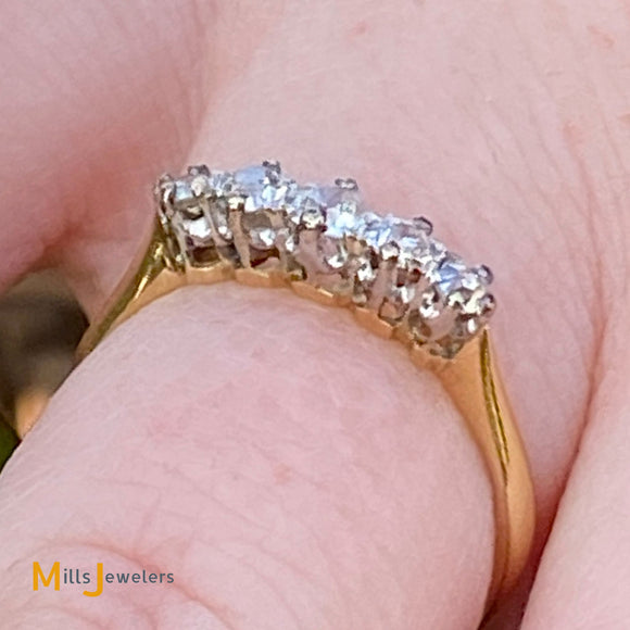 18K Yellow Gold 0.29ctw Round Brilliant Diamond Band Ring Size 5.5
