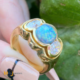 18K Yellow Gold 1.86ct Black Opal 1.26ctw Diamond Ring Size 8.5