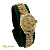 Vintage ROLEX Ladies 25mm 18K Yellow Gold 11ctw Diamond President Watch