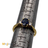 18K Yellow Gold 0.55ct Blue Sapphire 0.12cts Diamond Ring Size 4