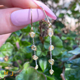 18K Two-Tone Yellow White Gold 1.64ctw Yellow Diamond Dangle Drop Earrings