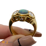 18K Yellow Gold 1.86ct Black Opal 1.26ctw Diamond Ring Size 8.5