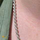 Sterling Silver 925 4mm Rope Chain Necklace 24 Inch