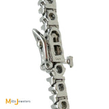 14K White Gold 3.28ctw Round Brilliant Diamond Bezel Bar Link Tennis Bracelet