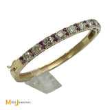 14K Yellow Gold 3.80ctw Round Brilliant Diamond 0.44ctw Ruby Bangle Bracelet