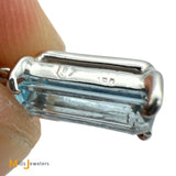 18K White Gold 1ct Emerald Cut Aquamarine Dangle Pendant and Necklace
