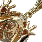 18K & 14K Yellow Gold Large 3.65ctw Diamond Frog Dangle Pendant With Emerald Eyes