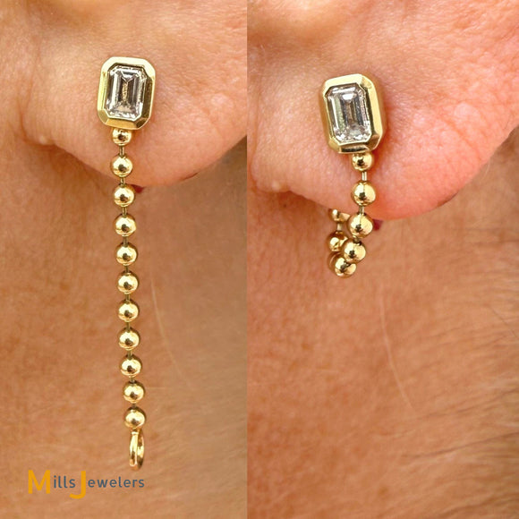 EFFY 14K Yellow Gold 0.49ctw Lab Grown Diamond Post Bead Dangle Earrings